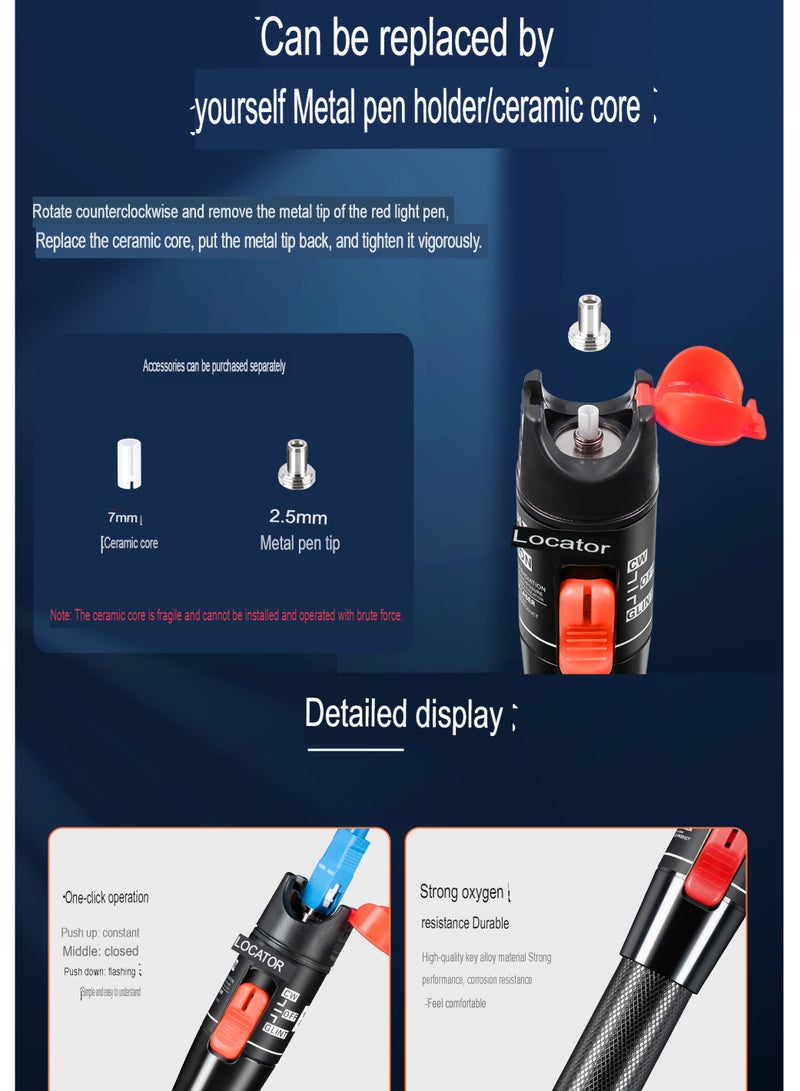 Visual Fault Locator, 1-60km Fiber Optic Red Light Pen, Vfl Optical Fiber Cable Fault Tester, Red Light Pen For Network Fiber Cable Test, Fiber Optic Source Tester Detector Meter,(30mw Green+Orange)
