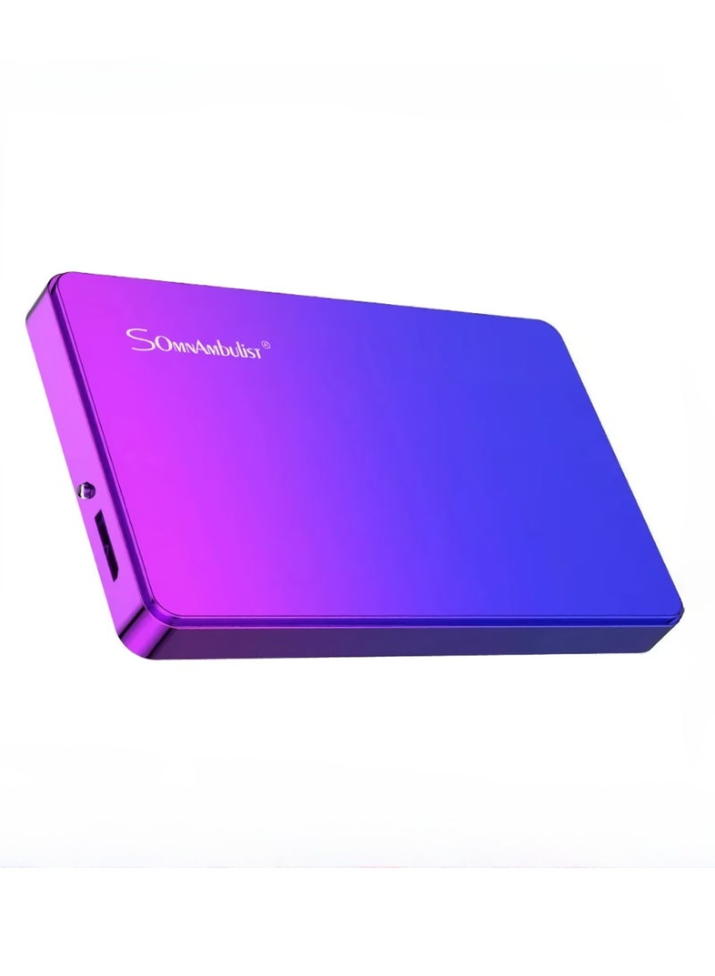 External Hard Drive, USB3.0 Ultra Slim HDD Storage Device, Portable Compact High-speed Mobile Hard Disk Compatible for Pc, Desktop, Mobiles, Laptop, Game Console, Ps4, (Gradient Blue Purple, 250GB)