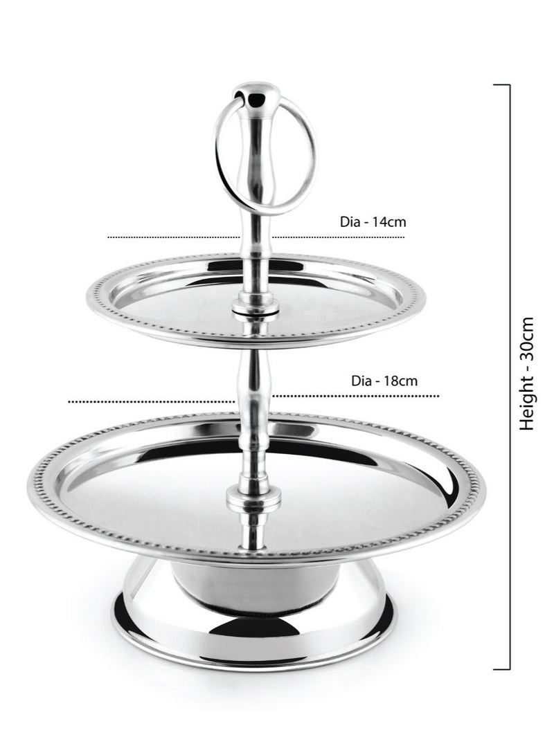 Stainless Steel Tray Dessert Stand Pastry Stand Cake Stand Serving Platter Serving Plate Tray 2 TIER