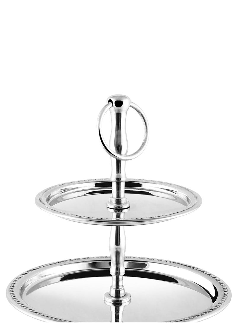Stainless Steel Tray Dessert Stand Pastry Stand Cake Stand Serving Platter Serving Plate Tray 2 TIER