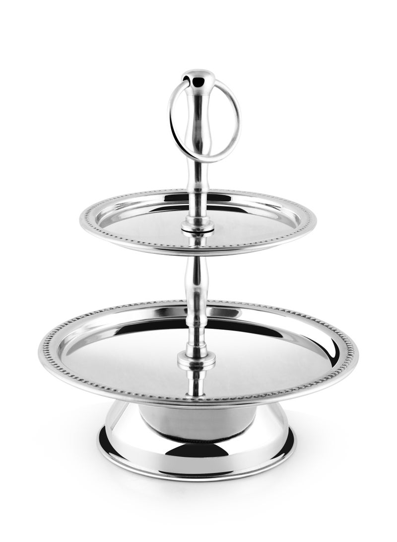 Stainless Steel Tray Dessert Stand Pastry Stand Cake Stand Serving Platter Serving Plate Tray 2 TIER