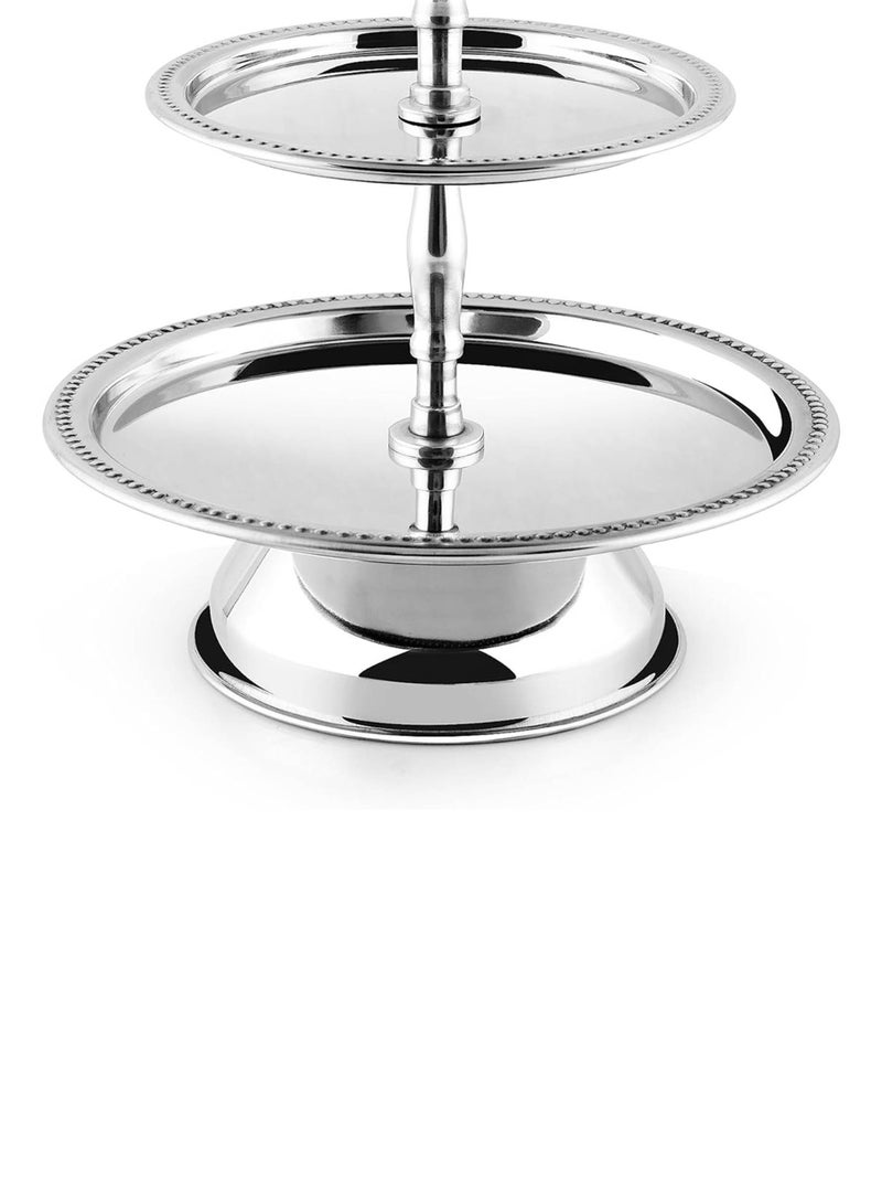 Stainless Steel Tray Dessert Stand Pastry Stand Cake Stand Serving Platter Serving Plate Tray 2 TIER