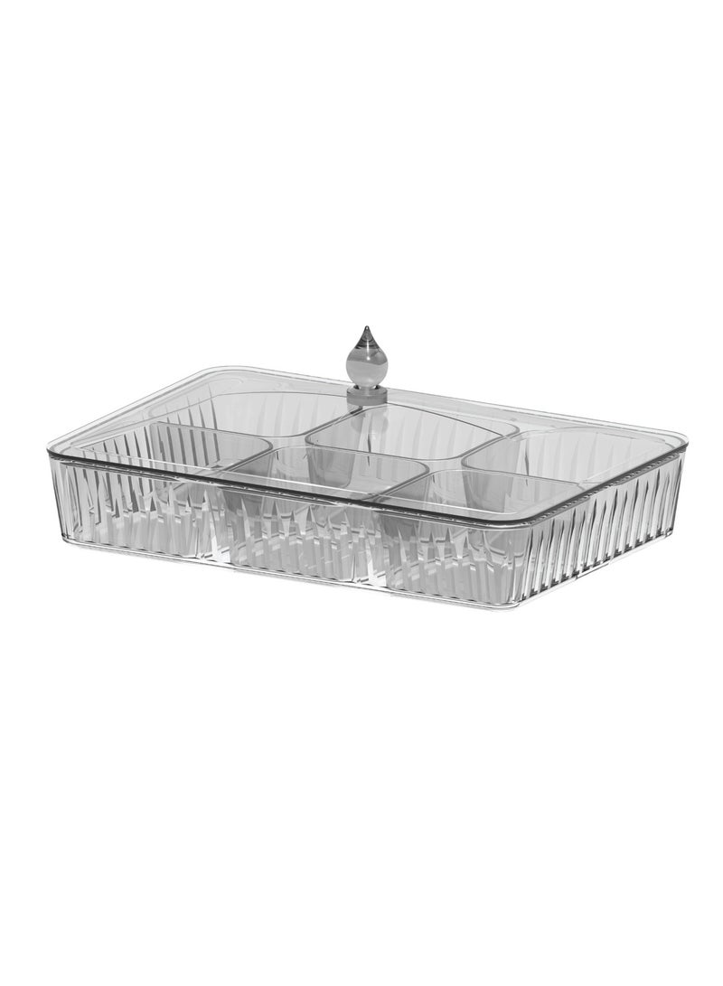 Rectangle With Divider Acrylic Tray JH17P Comes with Stylish Lid Suitable for Storing Small items 40x27cm