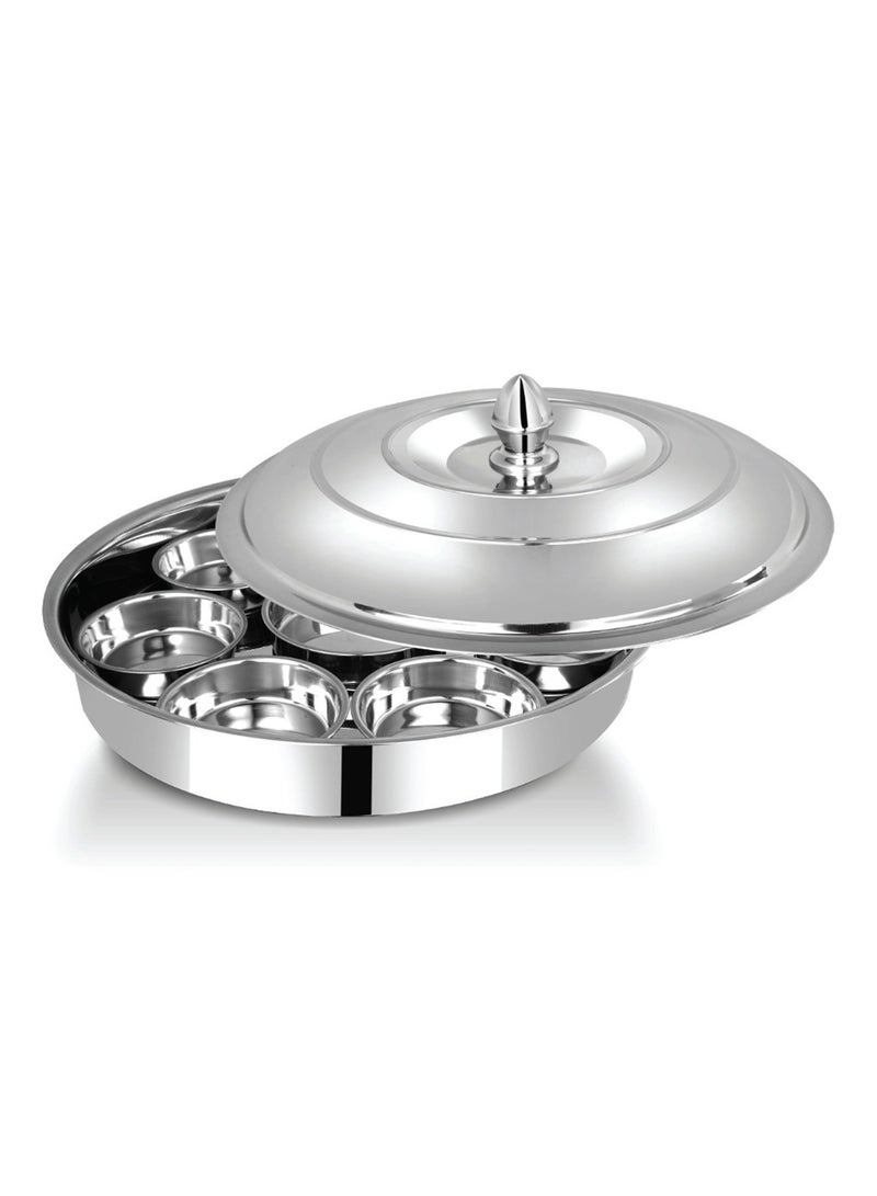 Stainless Steel Breakfast Tray 8 Bowl Sets With Stainless Steel Lid (42cm)