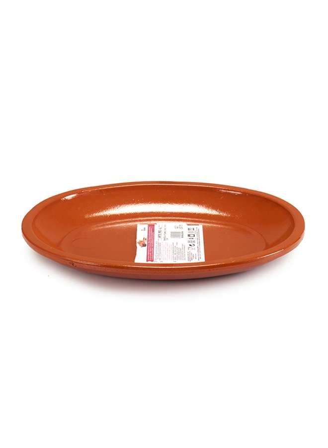 Brown Terracotta Flat Oval Plate 31 cm ,Spain