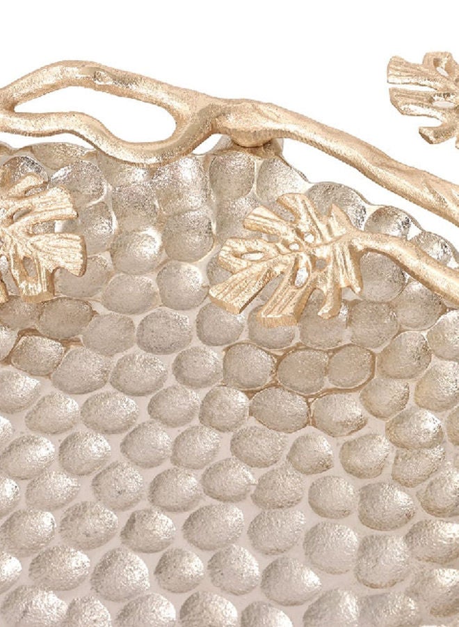 Botanic Leaf Oval Platter, Nickel & Gold – 45x5 cm