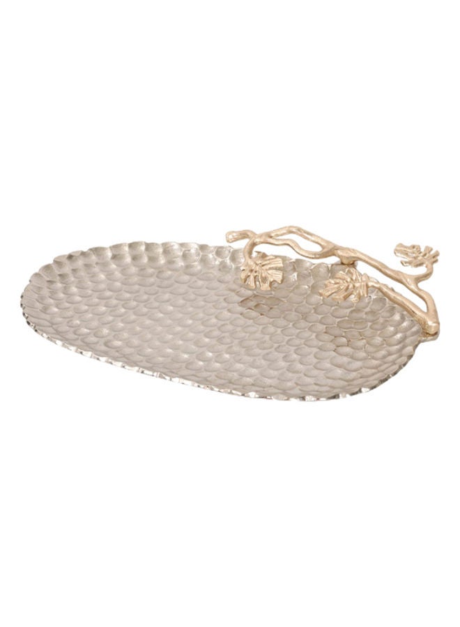 Botanic Leaf Oval Platter, Nickel & Gold – 45x5 cm