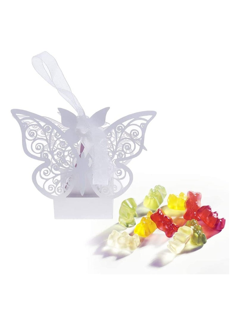 20 Pcs Hollowing Cut Wedding Favors Candy Boxes Butterfly Shower Gift Box DIY Gifts Box with Ribbons for Wedding Bridal Birthday Shower Party Decoration
