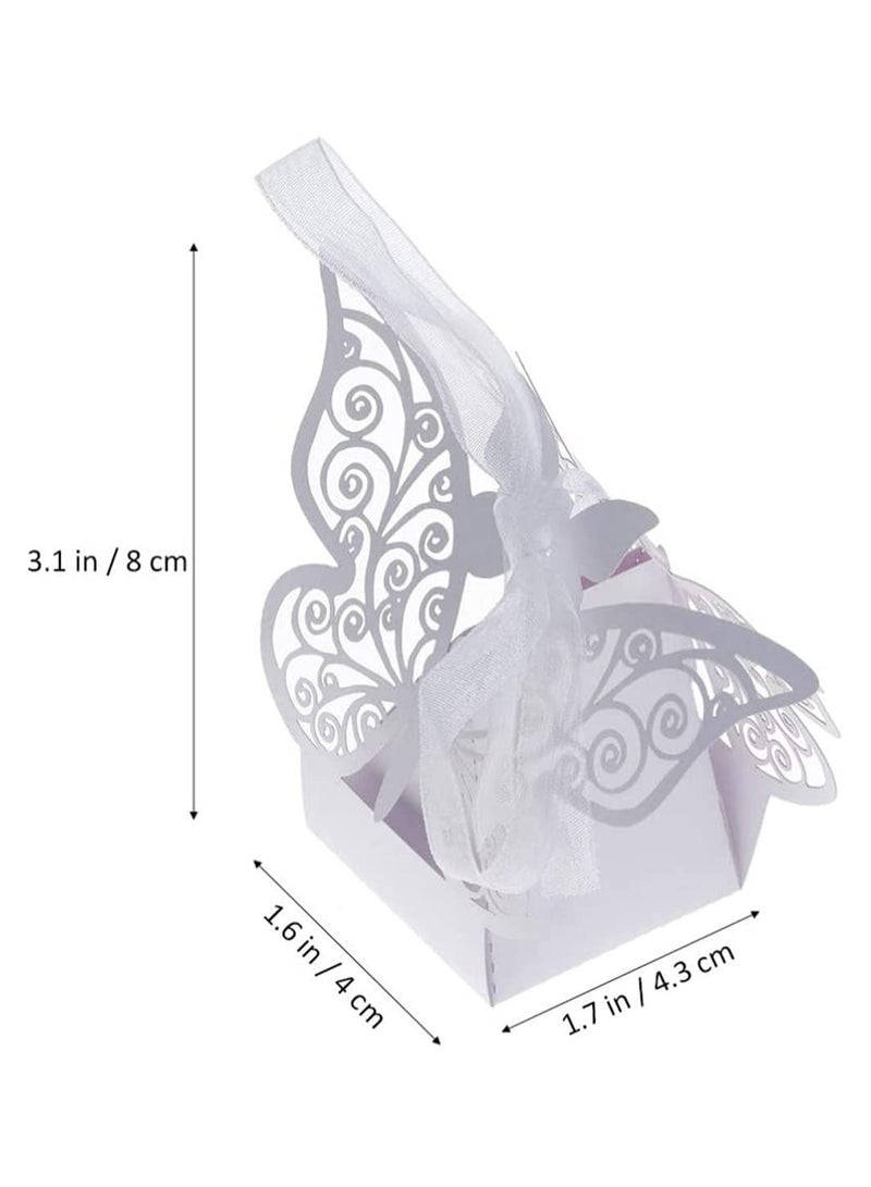 20 Pcs Hollowing Cut Wedding Favors Candy Boxes Butterfly Shower Gift Box DIY Gifts Box with Ribbons for Wedding Bridal Birthday Shower Party Decoration