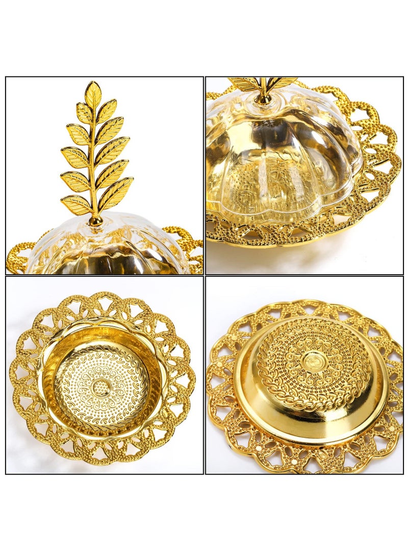 12 Pack Party Favor Candy Boxes with Leaf Dome, Gold Decorative Plastic Storage Containers, Fillable Holders for Chocolates, Cake Dessert, Baby Shower, Birthday Supplies