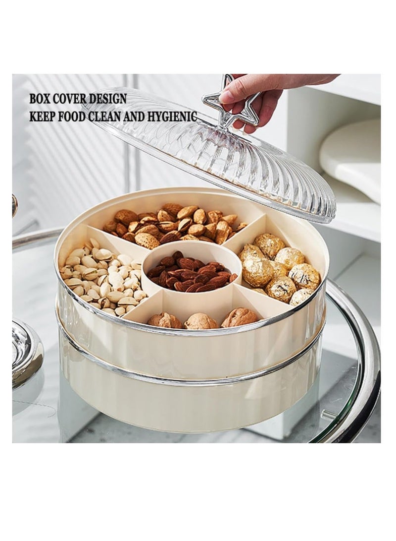 Snack Tray, Double-Deck Snackle Box Container, Divided Serving Tray With Lid, Charcuterie Caddy, for Nut Candy Snacks