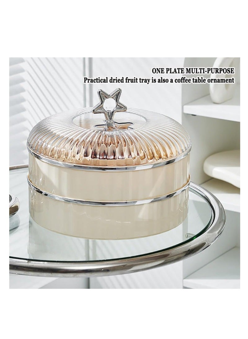 Snack Tray, Double-Deck Snackle Box Container, Divided Serving Tray With Lid, Charcuterie Caddy, for Nut Candy Snacks