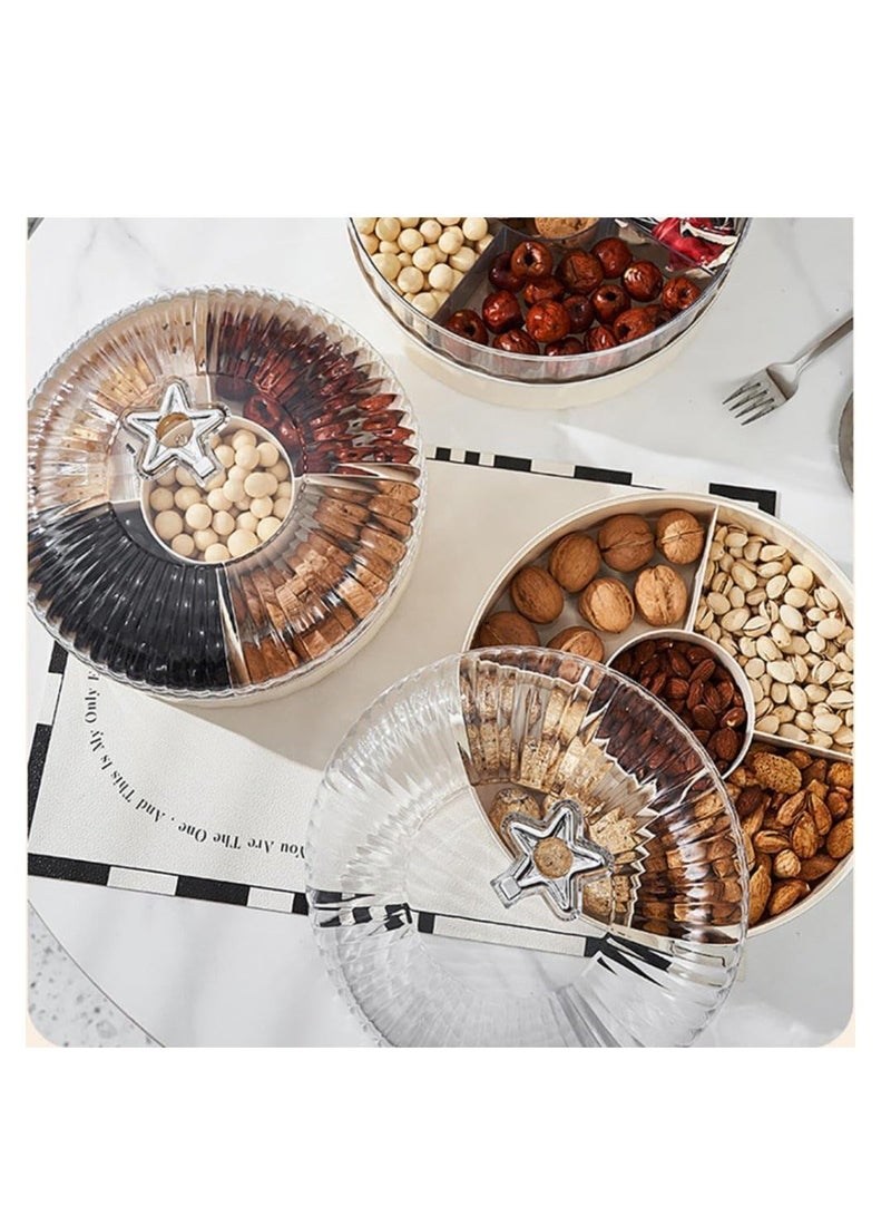 Snack Tray, Double-Deck Snackle Box Container, Divided Serving Tray With Lid, Charcuterie Caddy, for Nut Candy Snacks