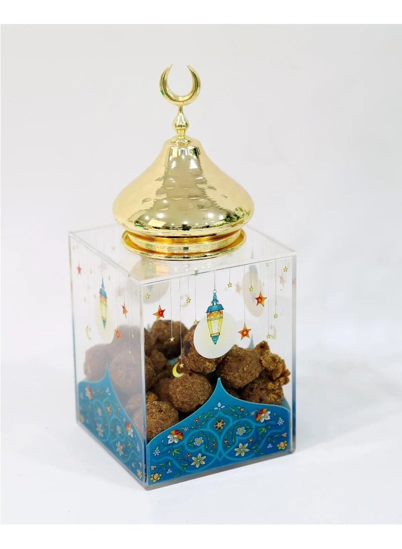 Acrylic box for serving sweets and nuts with an octagonal lid in the Islamic style size 16x7x7 cm