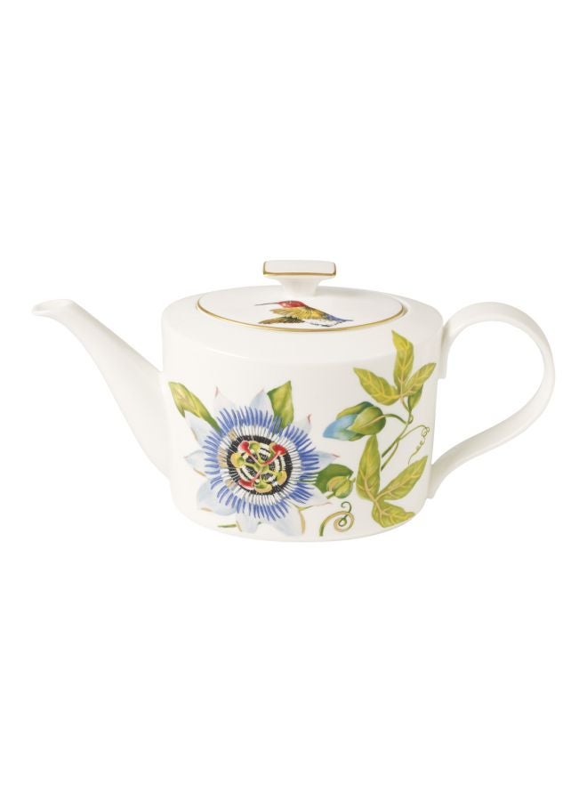Porcelain Amazonia Teapot White/Green/Blue 1200ml
