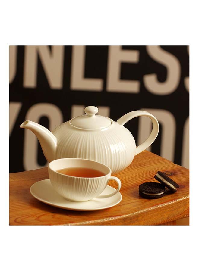 Teapot Porcelain Kettle,Elegance White Stylish Pot For Blooming and Loose Leaf Tea Maker, Dishwasher Safe, For Tea Lover 1000ml