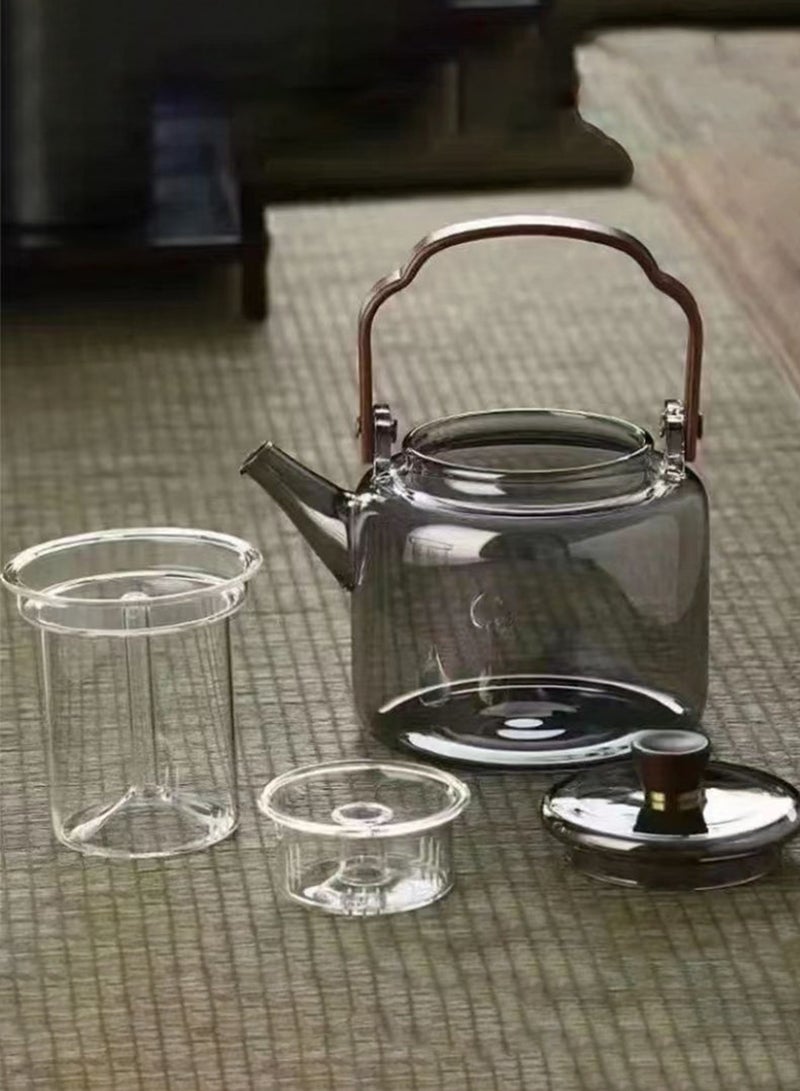 1000ml detachable glass teapot, high boron glass teapot, heat-resistant and cold resistant strong lifting teapot, safe teapot for flower tea and green tea brewing, etc