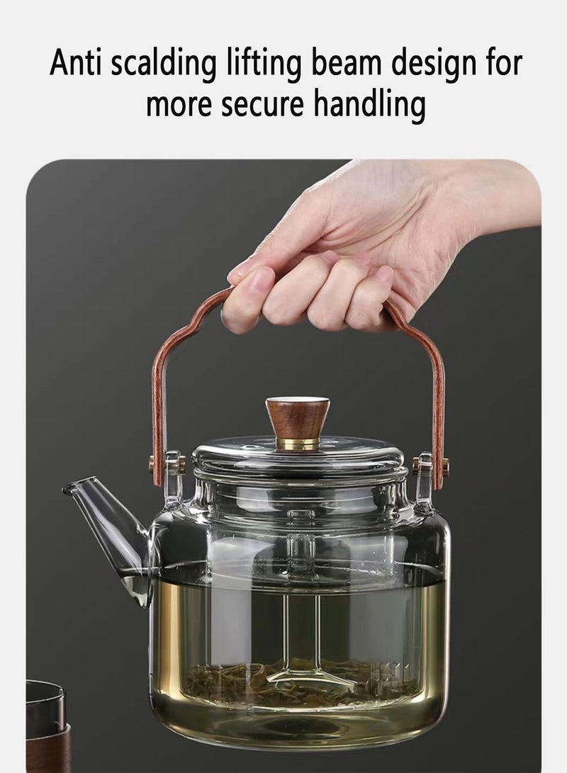 1000ml detachable glass teapot, high boron glass teapot, heat-resistant and cold resistant strong lifting teapot, safe teapot for flower tea and green tea brewing, etc