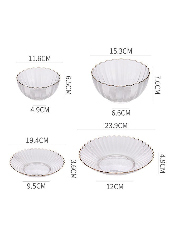 4-Piece Glass Plate and Bowl Clear 23.9x12x4.9cm