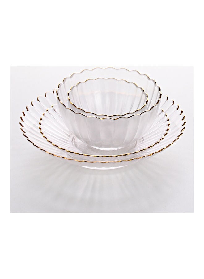 4-Piece Glass Plate and Bowl Clear 23.9x12x4.9cm