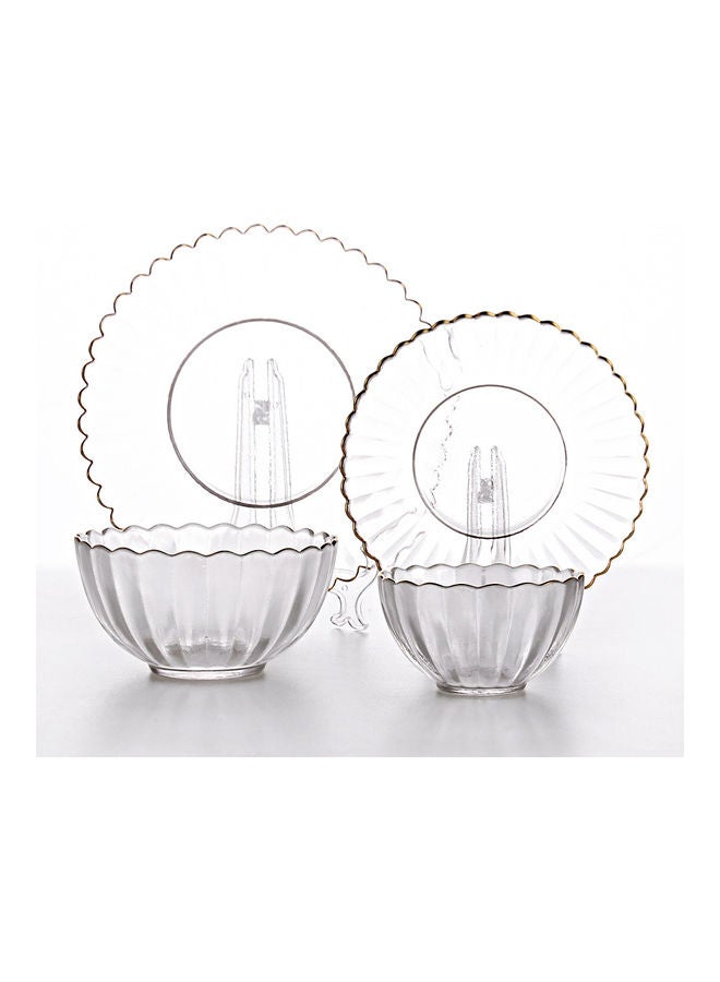 4-Piece Glass Plate and Bowl Clear 23.9x12x4.9cm