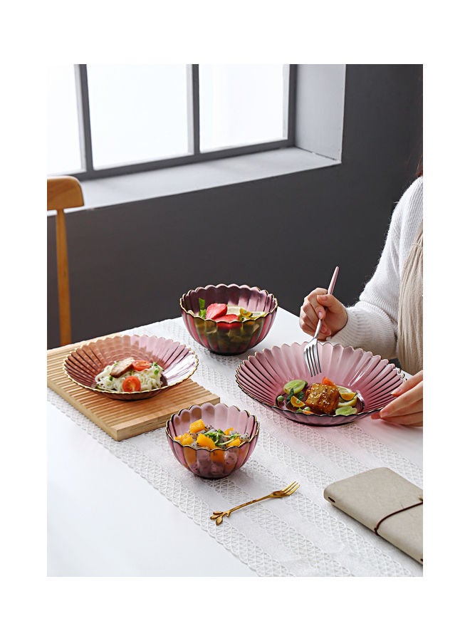 4-Piece Glass Plate And Bowl Red