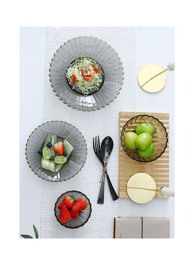 4-Piece Glass Serving Plates With Bowls Grey 23.9x12x4.9cm