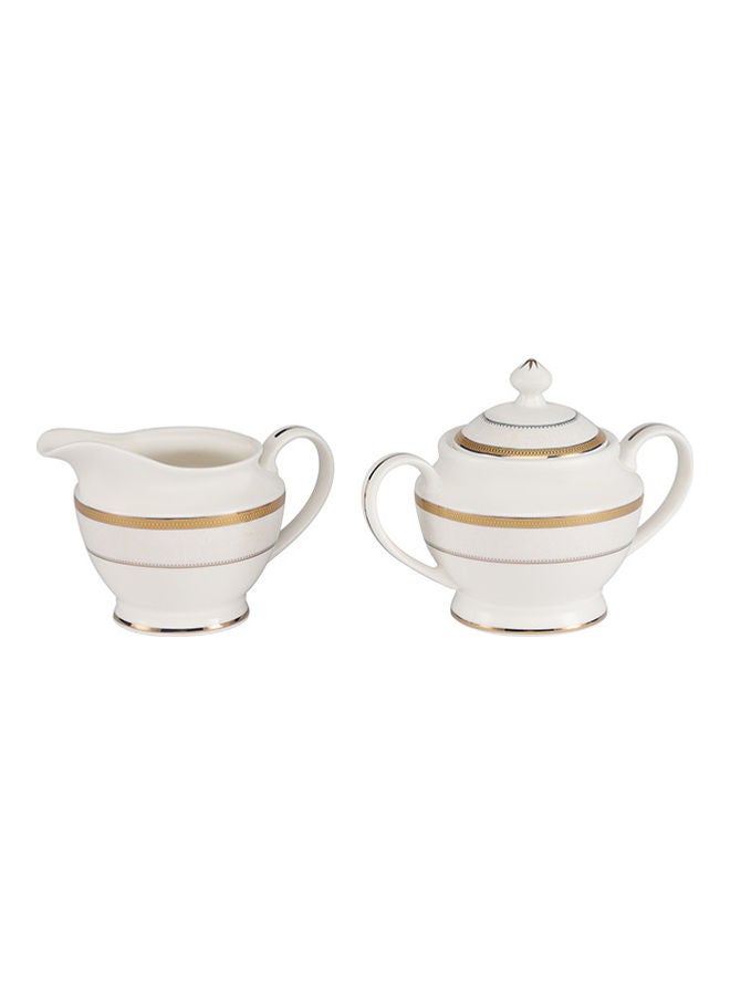 83-Piece Premium Bone China Dinner Set With 2X36Cm Oval Plates,12X25Cm Dinner Plates,12X22Cm Soup Plates,12X20Cm Flat Plates,2X23Cm Salad Bowls,12X14Cm Bowls,12X200ml Cups & Saucers,Salt & Pepper Pots,Creamer,Sugar & Tea Pot,Serves 12,White Premium