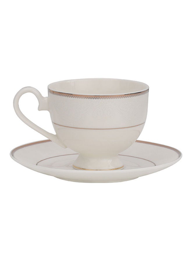 83-Piece Premium Fine Bone Dinner Set with 2x36Cm Oval Plate, 12x27Cm Dinner Plate, 12x22Cm Soup Plate, 12x20Cm Flat Plate, 2x23Cm Bowl, 12x14Cm Bowl, 12x200ml Cups & Saucers, Salt Pots, Creamer, Sugar & Tea Pot, Serves 12, White Autumn