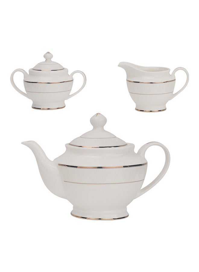 83-Piece Premium Fine Bone Dinner Set with 2x36Cm Oval Plate, 12x27Cm Dinner Plate, 12x22Cm Soup Plate, 12x20Cm Flat Plate, 2x23Cm Bowl, 12x14Cm Bowl, 12x200ml Cups & Saucers, Salt Pots, Creamer, Sugar & Tea Pot, Serves 12, White Autumn
