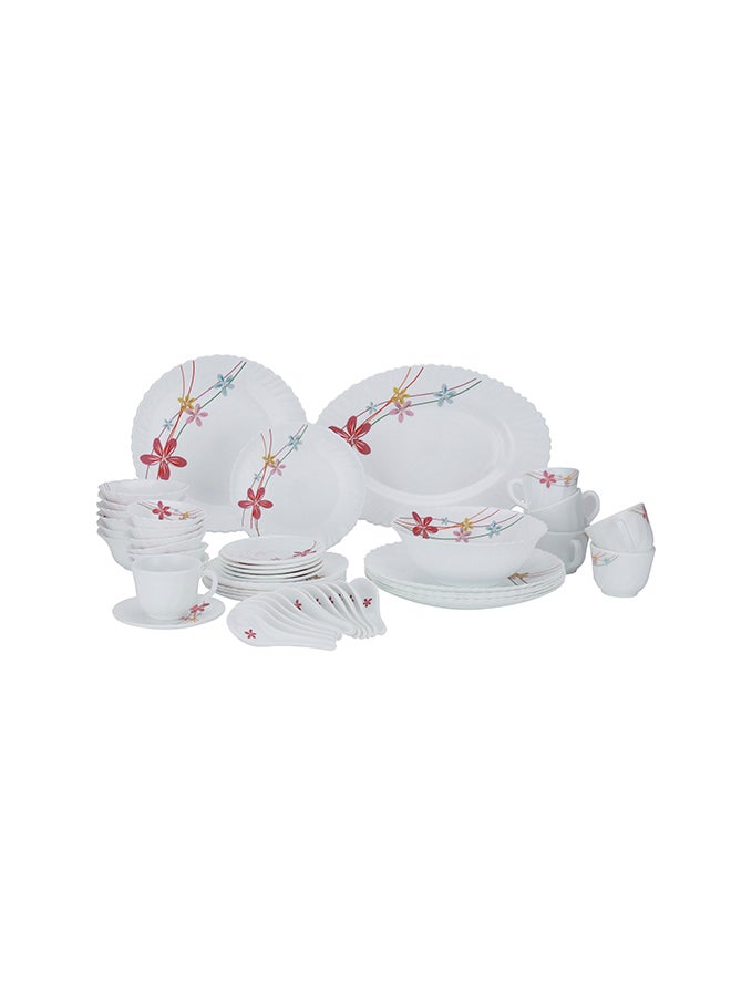 50 Pcs Opalware Dinner Set, RF10200 | Assorted Design | Lightweight, Beautiful Design Opal Dishes Sets Service for 6 Pink/Blue