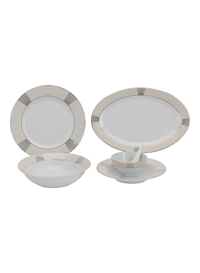 Premium Porcelain Dinner Set, 26pcs Set, RF10489 | Chip Resistant | Dishwasher Safe | Freezer Safe | Plates, Dishes, Bowls, Spoons, Service For 6 White