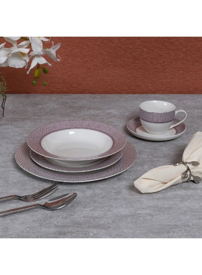 Alexa 22-Piece Dinner Set White/Purple