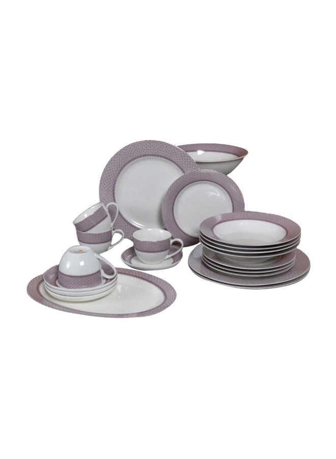 Alexa 22-Piece Dinner Set White/Purple