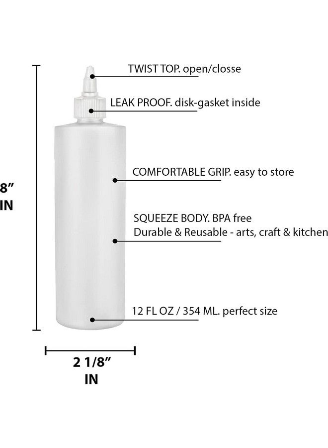 Condiment Squeeze Bottles 12 Oz Empty Squirt Bottle With Twist Top Cap Leak Proof Great For Ketchup Mustard Syrup Sauces Dressing Oil Arts And Crafts Bpa Free Plastic 4 Pack