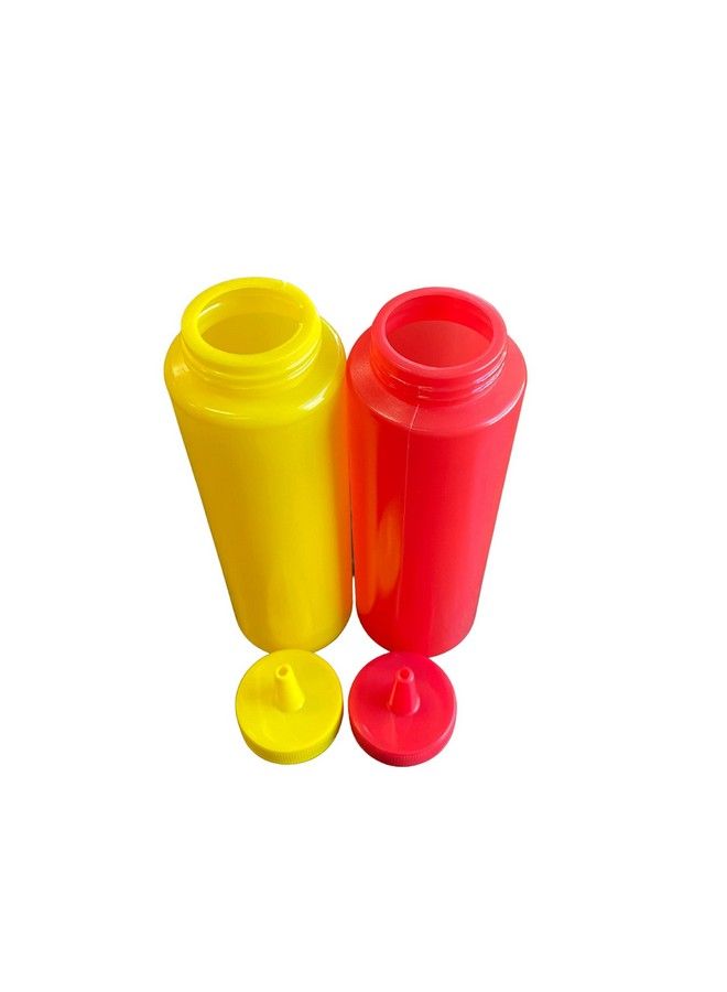 Ketchup And Mustard Bpa Free Food Prep Cute Set Of 2 Plastic Squeeze Bottles For Condiments Holds 8 Oz