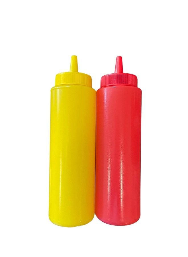 Ketchup And Mustard Bpa Free Food Prep Cute Set Of 2 Plastic Squeeze Bottles For Condiments Holds 8 Oz