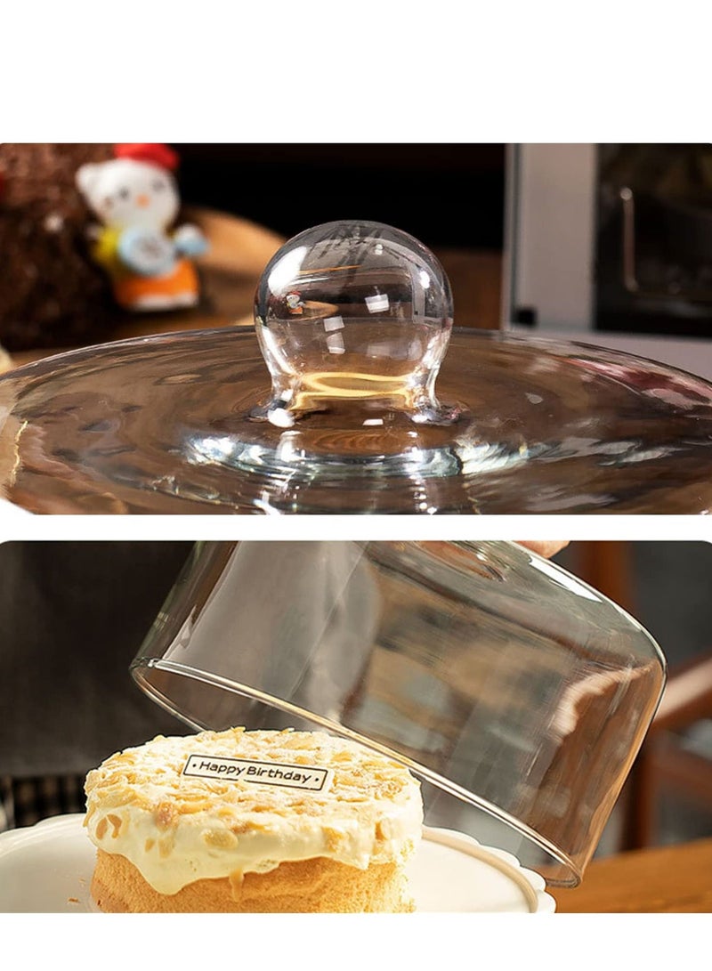 Cake Stand with Glass Dome, Covered Platter, 4-in-1 Cheese Board, Cake Pan Tray, 10-inch Cupcake Dessert Display Stand