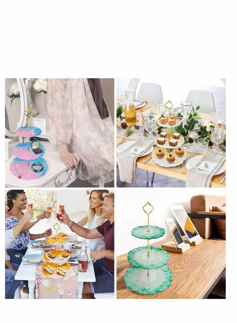 3 Tier Round Cake Stand Party Food Server Display Set Dessert Stand Slate Serving Set White Cake Stand Porcelain Round Display with New Fittings (3 Tier Stand)