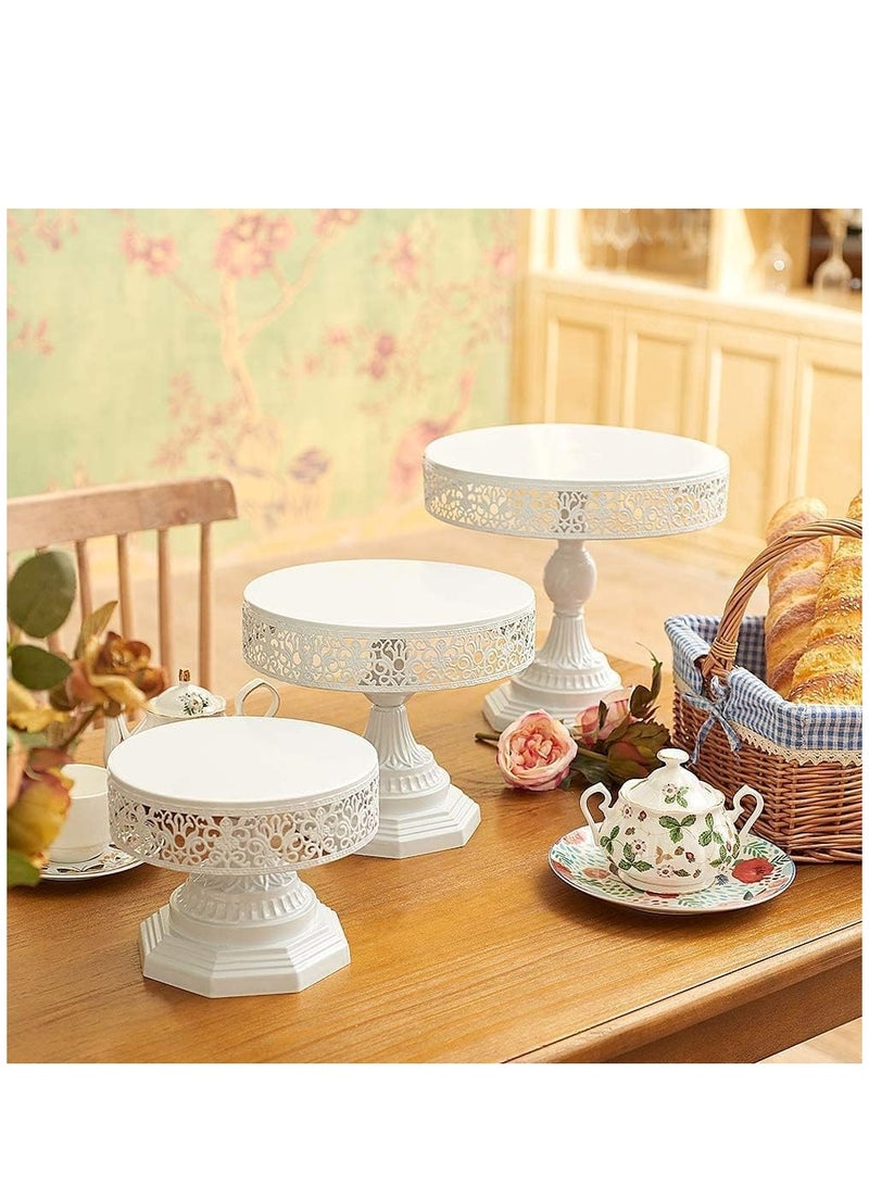 White Cake Stand Set of 3 Piece Cupcake Stand Holder Round Dessert Table Display Set Metal Cup Cake Display Serving Tray