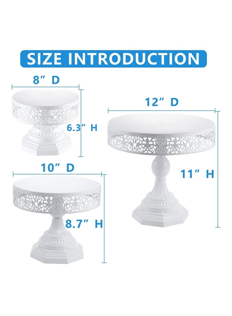 White Cake Stand Set of 3 Piece Cupcake Stand Holder Round Dessert Table Display Set Metal Cup Cake Display Serving Tray