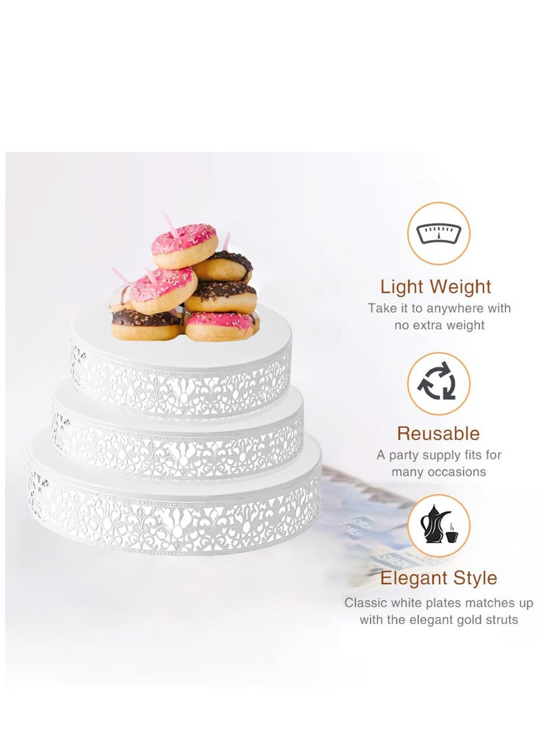 White Cake Stand Set of 3 Piece Cupcake Stand Holder Round Dessert Table Display Set Metal Cup Cake Display Serving Tray