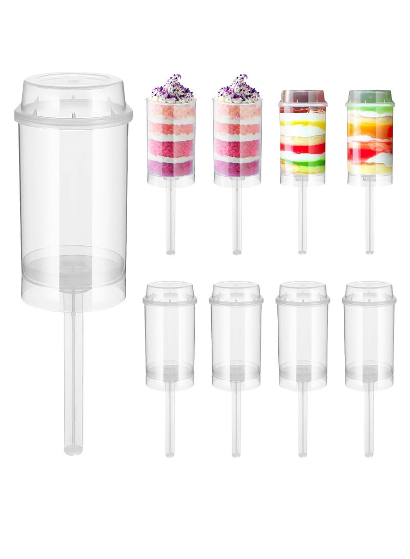 30pcs Push Up Cake Shooter Round Shape Clear Cake Holders Push Pops Plastic Containers with Lids for Ice Cream Dessert Baking Molding(Plastic-Clear)