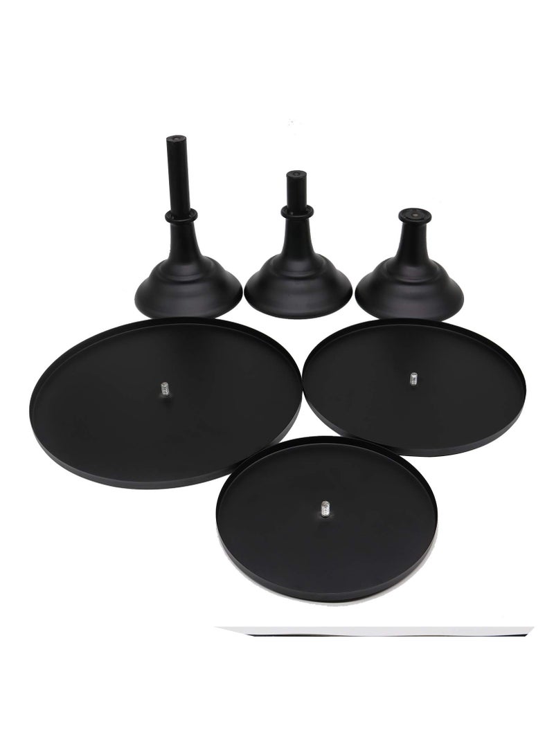 3-Set Cake Stands, Black Dessert Display Plate Cupcake Stands for Baby Shower Wedding Birthday Party Celebration Home Decor