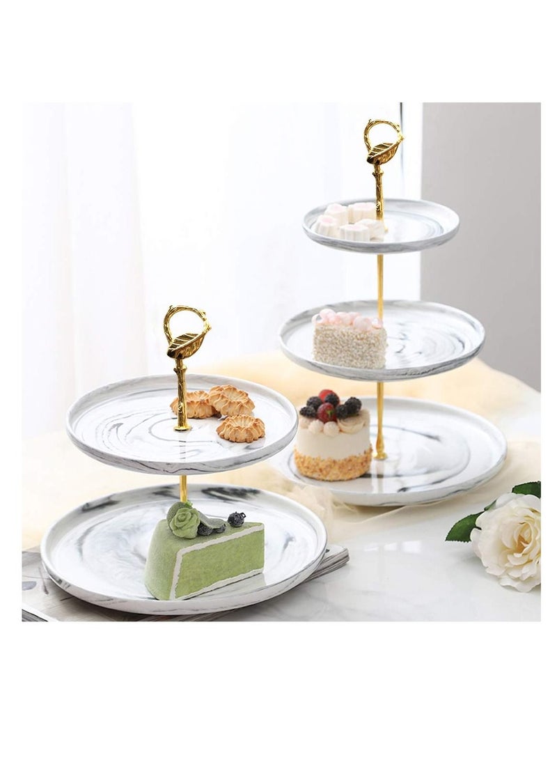 5 Sets 3 Tier Cupcake Stand Hardware Handles, Vintage Tray Center Holder Fitting with Screws and Flat Washers for Party Wedding Display (Leaf Golden)