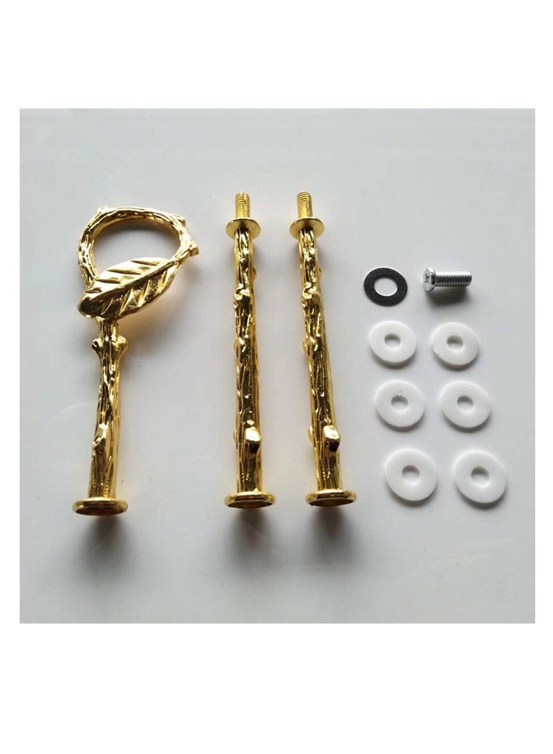5 Sets 3 Tier Cupcake Stand Hardware Handles, Vintage Tray Center Holder Fitting with Screws and Flat Washers for Party Wedding Display (Leaf Golden)