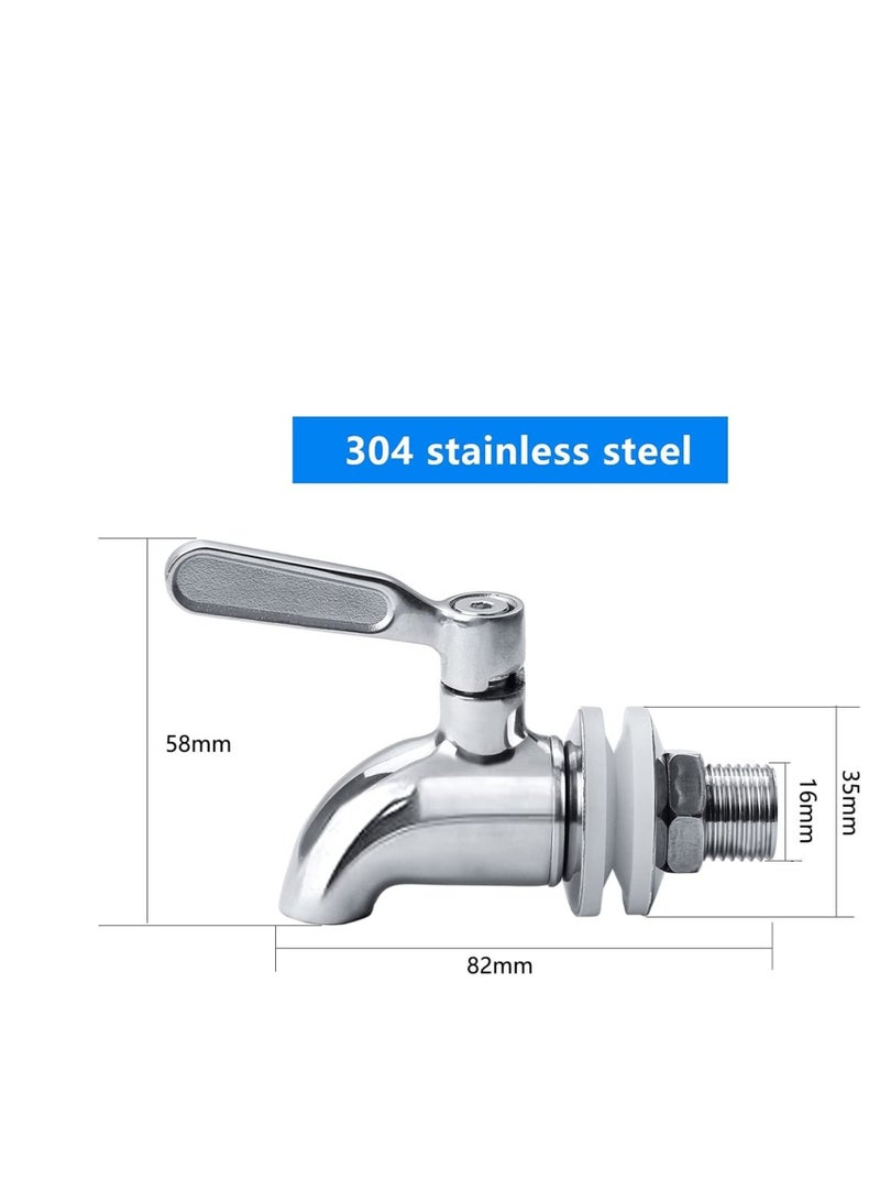 304 Stainless Steel Beverage Dispenser Replacement Spigot, Fits 58 inch Opening, for Home  Barrel Fermenter Wine Beer Beverage Juice Dispenser Spigot Beverage Dispenser Faucet，16 mm