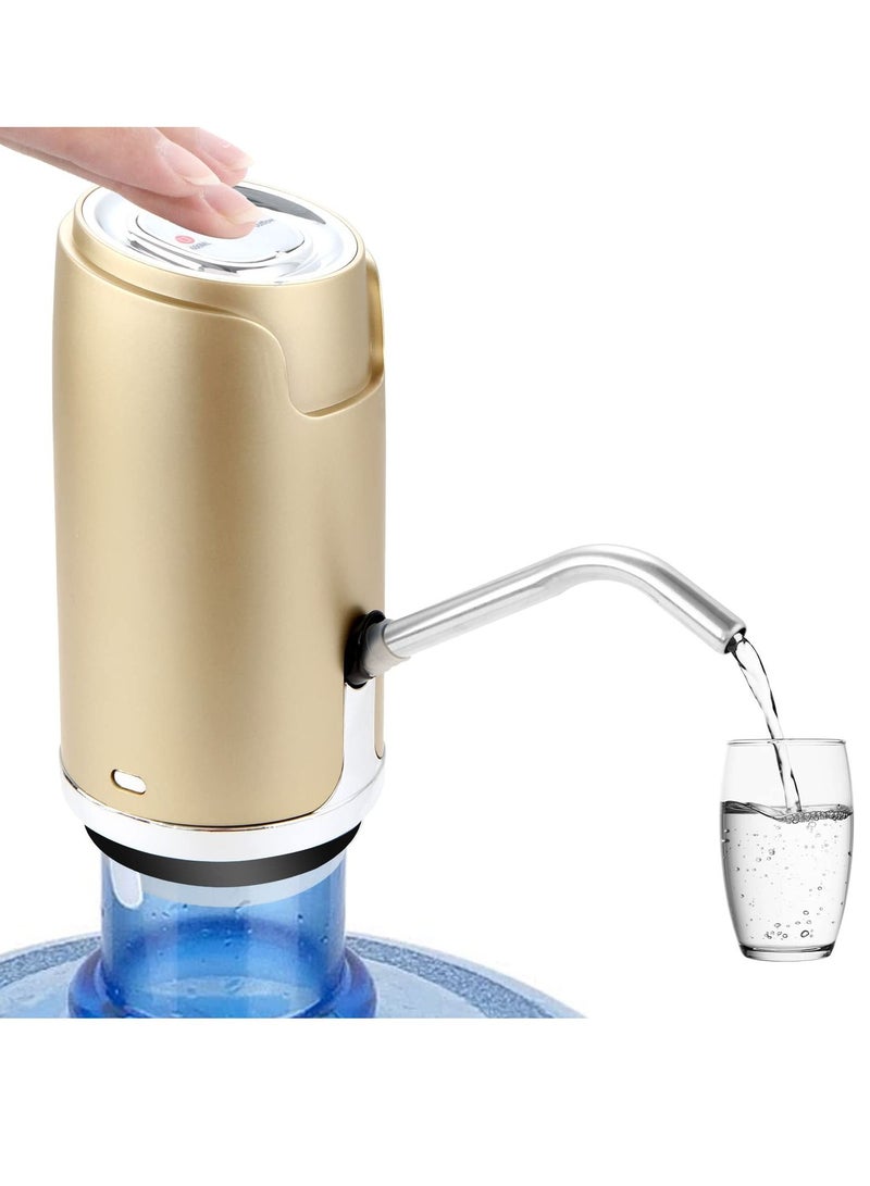 Electric Water Absorber Pump, USB Charging Low Noise 5 Gallon Universal Automatic Water Aspirator, Mini Portable Drinking Water Pump for Kitchen Home Office Camping Gold