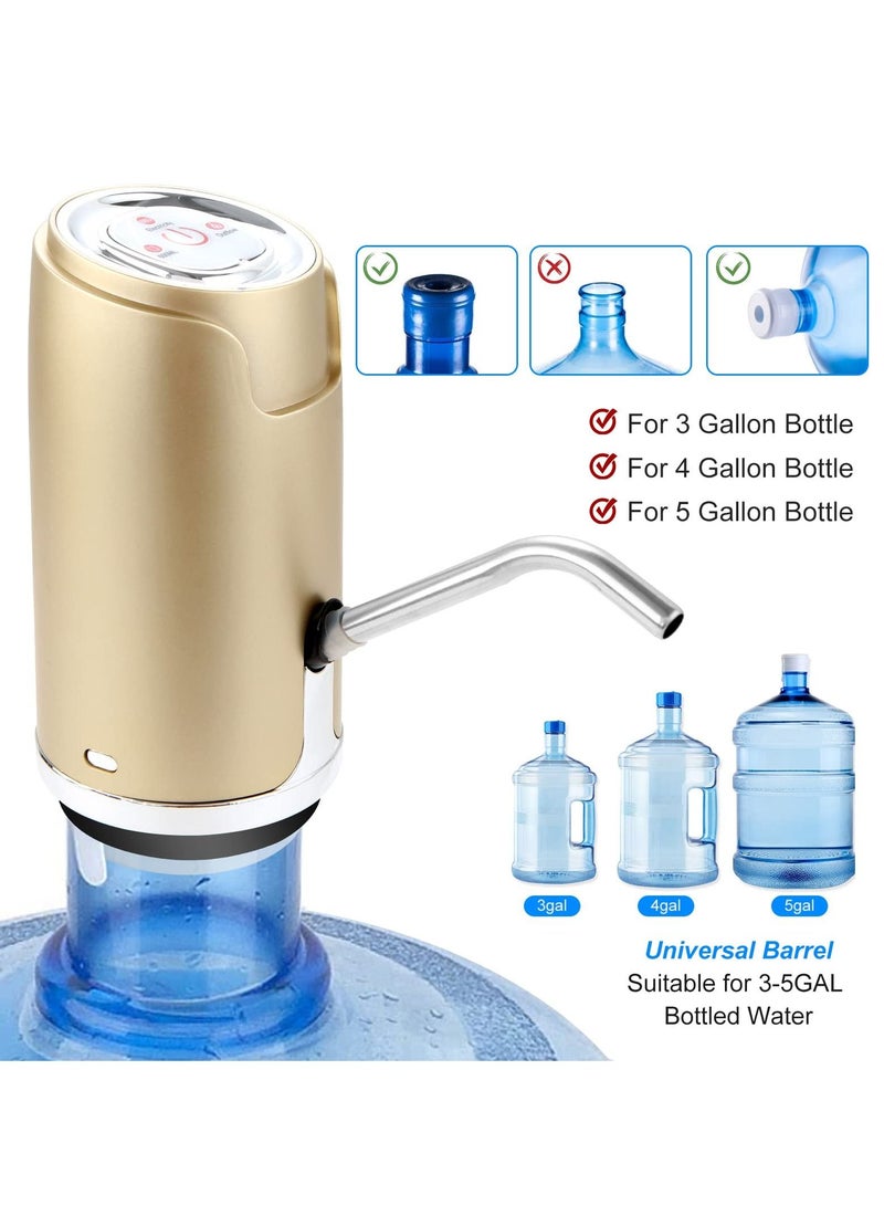 Electric Water Absorber Pump, USB Charging Low Noise 5 Gallon Universal Automatic Water Aspirator, Mini Portable Drinking Water Pump for Kitchen Home Office Camping Gold