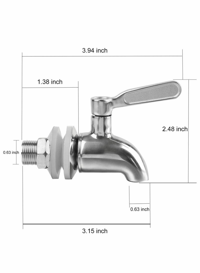 2 Pack Beverage Dispenser Replacement Spigot Stainless Steel Polished Finished Water Drink Faucet Metal